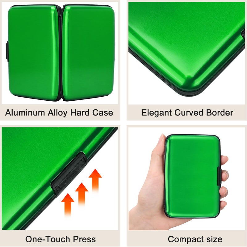 ELFISH Mini RFID Aluminum Wallet Credit Cards Holder Business Card Case Metal ID Case for Men Women (Green) - Image 3